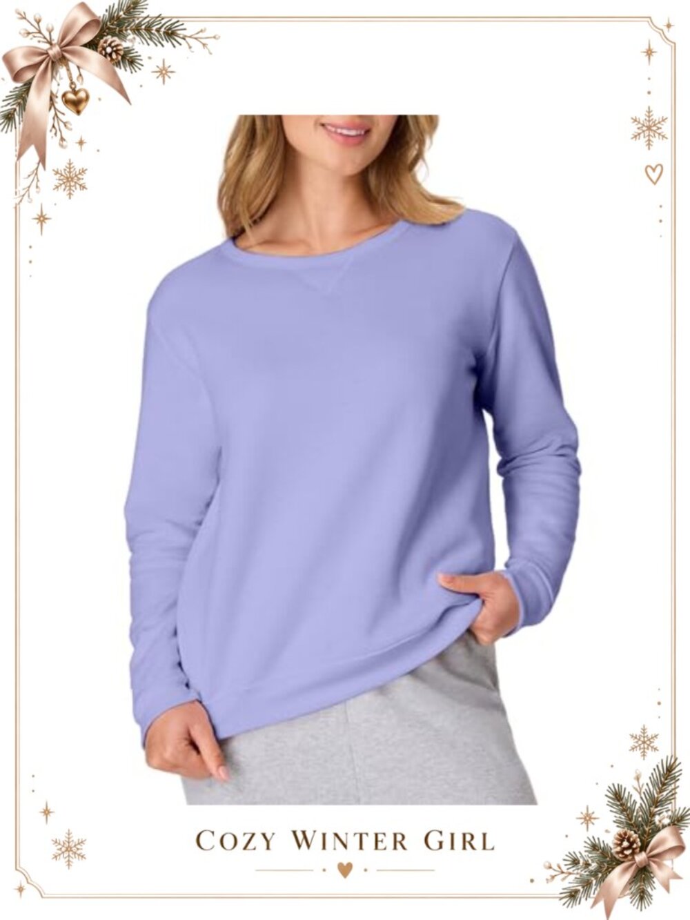Hanes Women's V-Notch Pullover Fleece Sweatshirt Long Sleeve Cotton